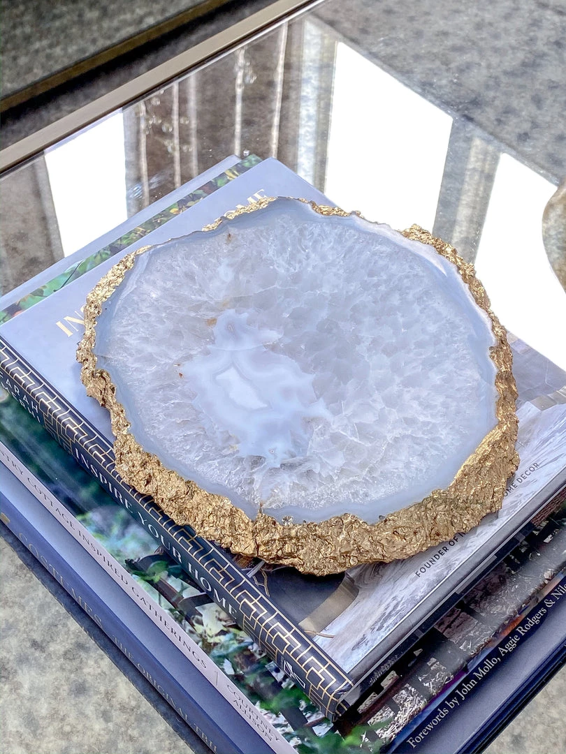 Inspire Me! Home Decor Metallic Gold Edge Agate Trivet