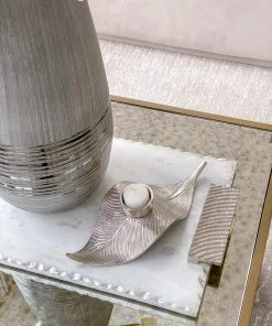 Inspire Me! Home Decor Silver Leaf Tea Light Holder