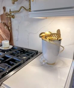 Inspire Me! Home Decor Large White Porcelain Vase With White Jeweled Flower Details