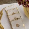Inspire Me! Home Decor Marble Gold Edge Coaster Set With Agate Center
