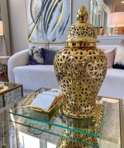 Inspire Me! Home Decor Glass Tray With Gold Metal Vine Handles