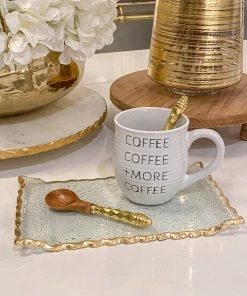 Inspire Me! Home Decor Gold Hammered Handle Wooden Tea Spoon (Set Of 4)