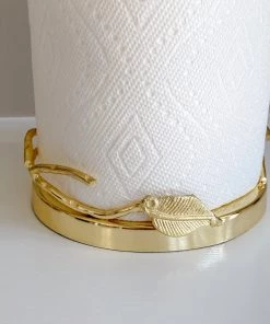 Inspire Me! Home Decor Gold Leaf Detailed Paper Towel Holder