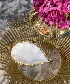 Inspire Me! Home Decor Porcelain Leaf Bowl With Gold Edge