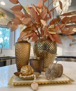 Inspire Me! Home Decor Amber Textured Vase With Gold Rim (2 Sizes)