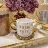Inspire Me! Home Decor "Warm + Cozy" Gold & White Tile Mug