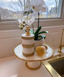 Inspire Me! Home Decor Marble And Gold Triple Striped Soap Dispenser