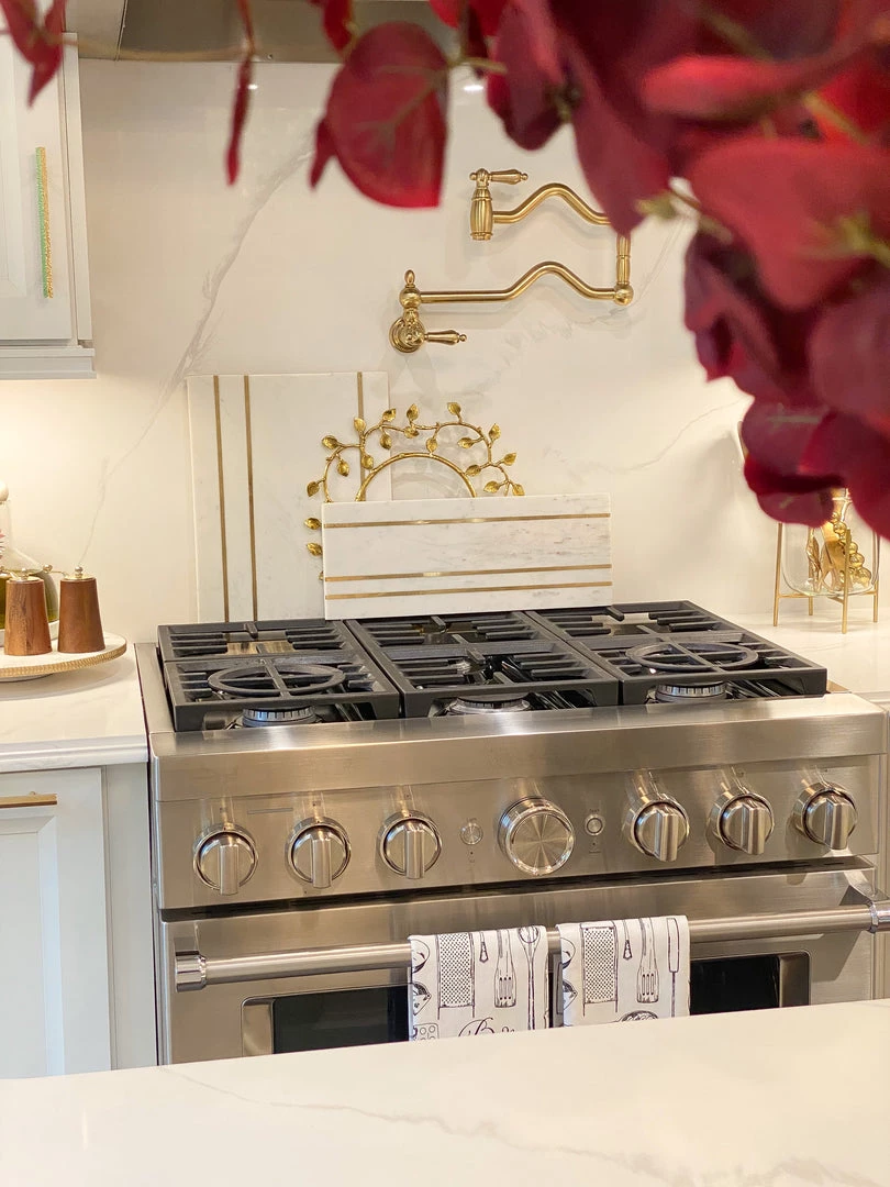 Inspire Me! Home Decor Large Marble Rectangle Tray With Gold Inlay