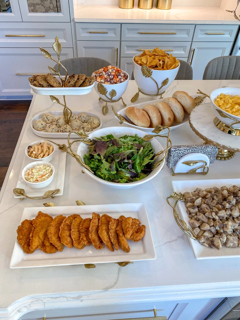 Inspire Me! Home Decor White Ceramic Bowl With Gold Leaf Details (2 Sizes)