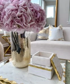 Inspire Me! Home Decor Glass And Metallic Gold Leaf Vase