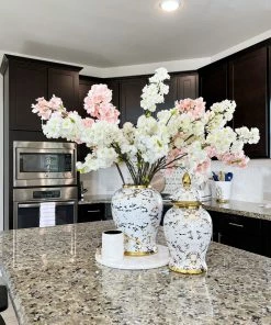 Inspire Me! Home Decor Gold & White Marble Print Ginger Jar "From Pops Of Color Home Collection" (2 Sizes)