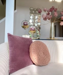 Inspire Me! Home Decor PILLOWS, RUGS, & THROWS Blush Woven Velvet Round Pillow
