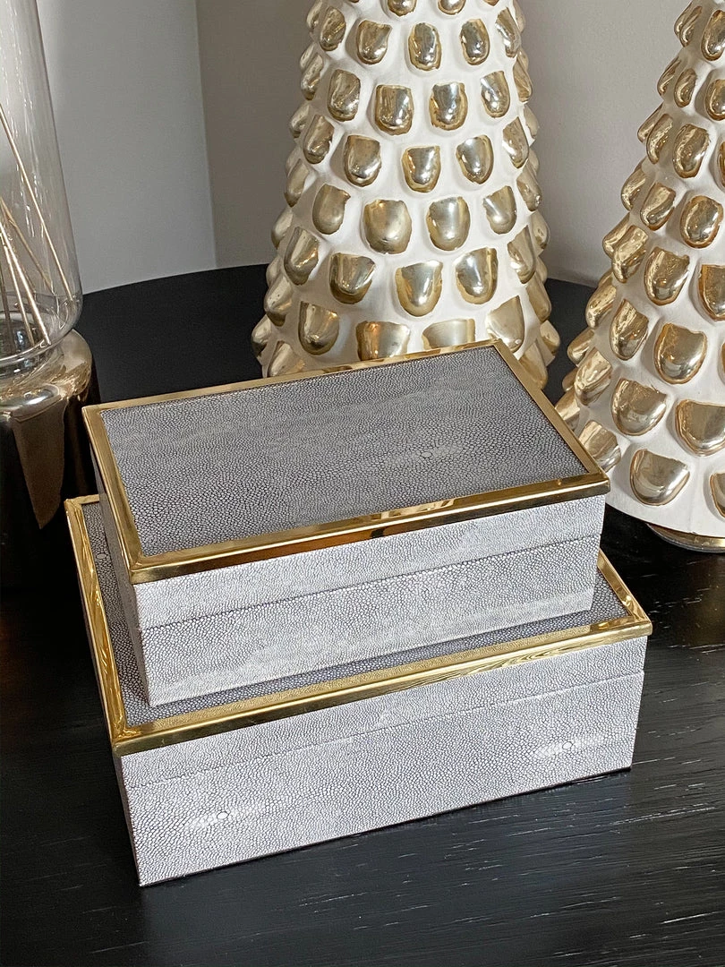 Inspire Me! Home Decor Faux Leather Box Set With Gold Edge Detail (Set Of 2)