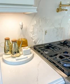 Inspire Me! Home Decor Round Marble Tray With Handle Grooves