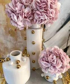 Inspire Me! Home Decor White Ceramic Studded Vase (3 Sizes)