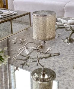 Inspire Me! Home Decor Silver Candle Holder With Leaf Branch Design