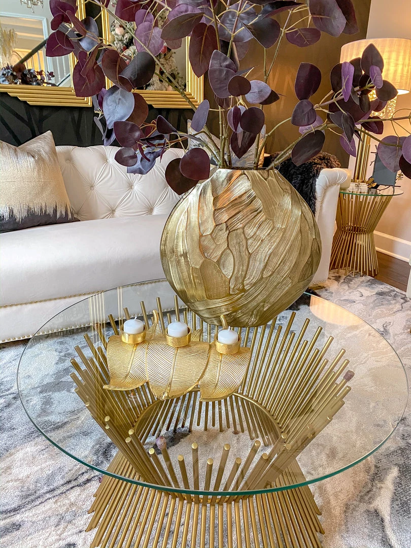 Inspire Me! Home Decor Gold Triple Leaf Tea Light Holder