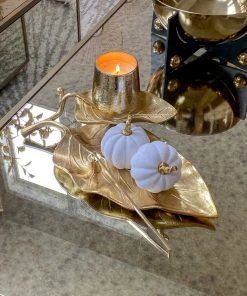 Inspire Me! Home Decor Gold Double Leaf Platter