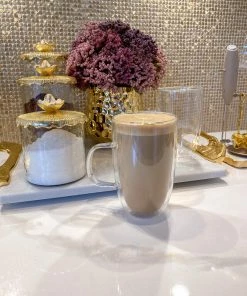 Inspire Me! Home Decor KITCHEN Set Of 2 Tall 15 Oz Double Wall Glass Mug