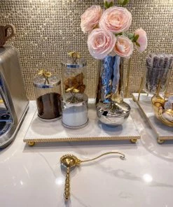 Inspire Me! Home Decor Silver And Gold Flower Top Canister (3 Sizes)