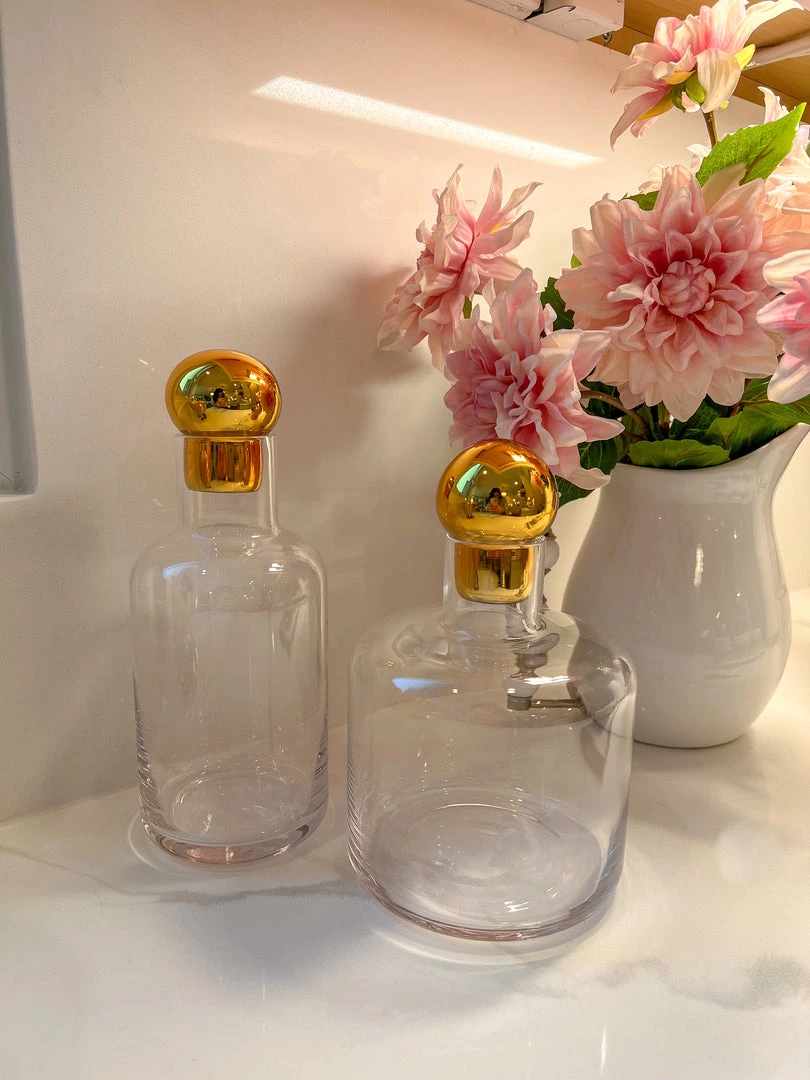 Inspire Me! Home Decor Decanter With Gold Round Top (2 Sizes)