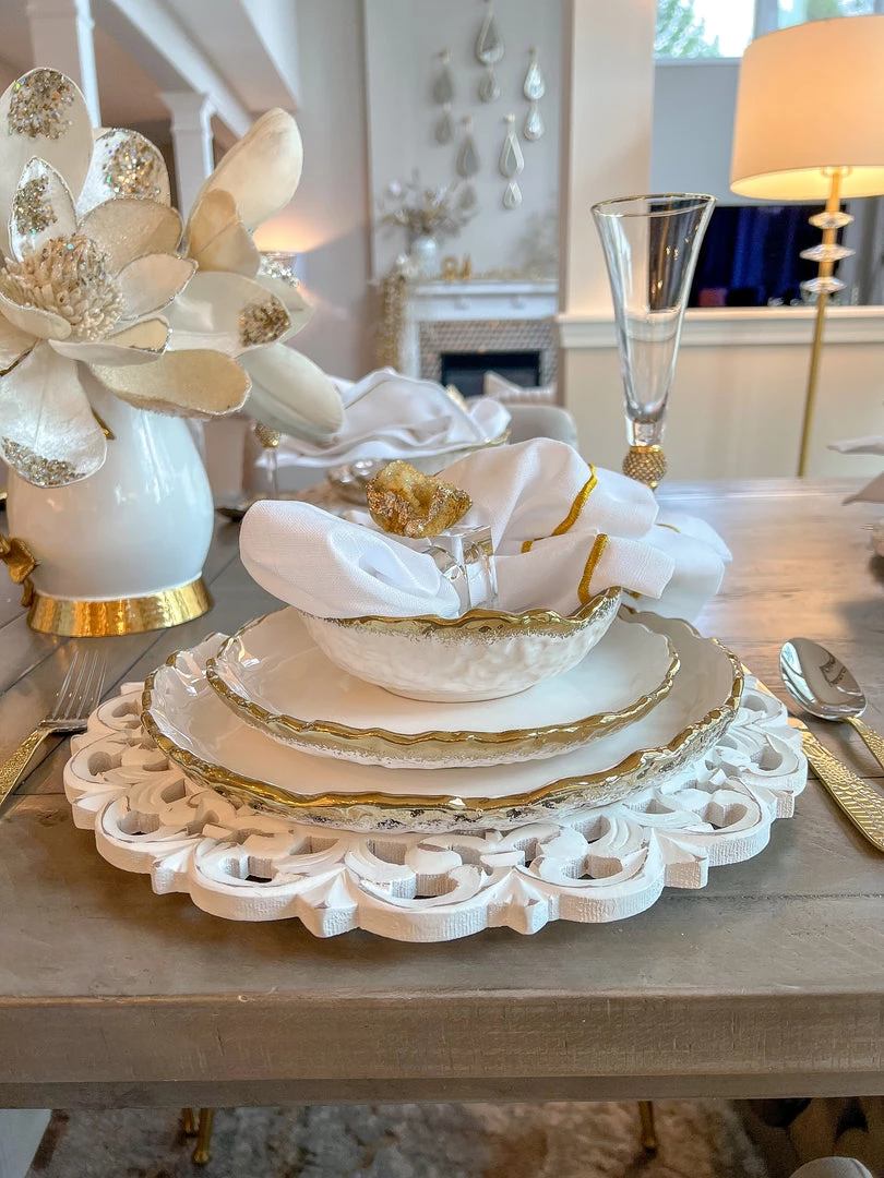Inspire Me! Home Decor White And Gold Ombre Dinner Set