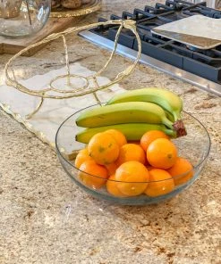 Inspire Me! Home Decor Gold Leaf Detailed Hammered Glass Bowl