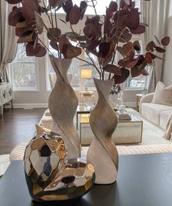 Inspire Me! Home Decor Silver And White Twisted Vase (2 Sizes)