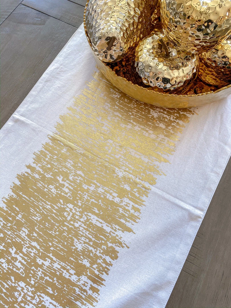 Inspire Me! Home Decor Gold Foil Patterned Table Runner