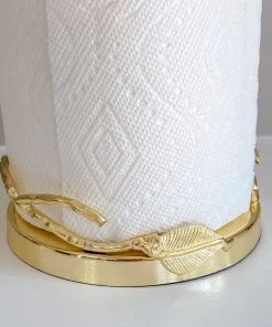 Inspire Me! Home Decor Gold Leaf Detailed Paper Towel Holder