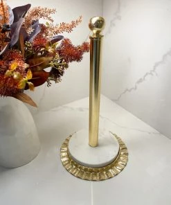 Inspire Me! Home Decor Gold Ripple Edge Paper Towel Holder With Marble Base (2 Colors)