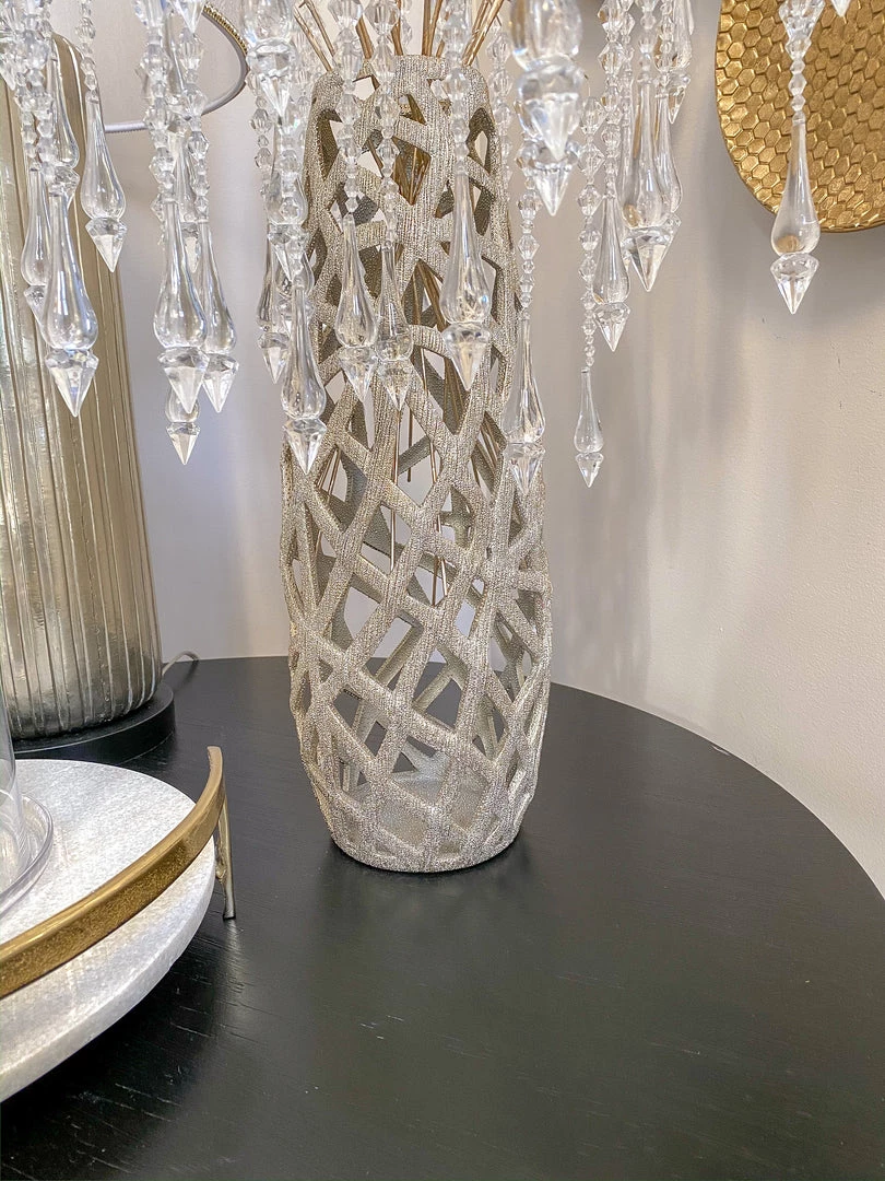 Inspire Me! Home Decor Champagne Ceramic Cut-Out Vase