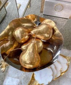 Inspire Me! Home Decor Gold Metallic Decorative Pears (Set Of 4)