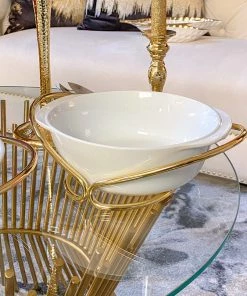 Inspire Me! Home Decor KITCHEN Round Porcelain Serve-ware With Metal Base