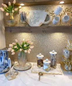 Inspire Me! Home Decor Studded Amber Glass Vase Wtih Gold Rim