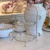 Inspire Me! Home Decor Two-Tiered Silver Leaf Serving Display