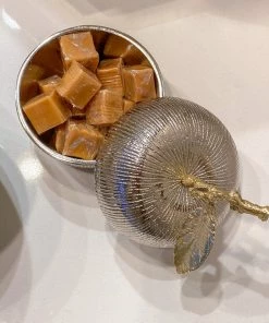 Inspire Me! Home Decor Silver And Gold Apple Shaped Snack Jar (2 Sizes)