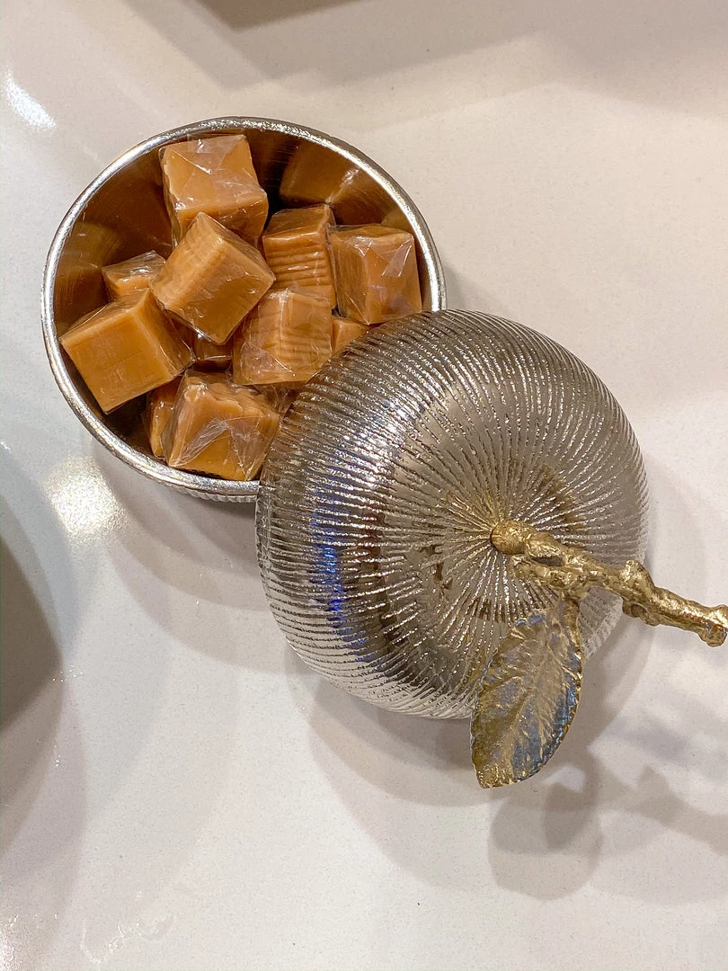 Inspire Me! Home Decor Silver And Gold Apple Shaped Snack Jar (2 Sizes)