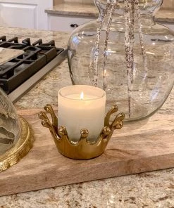 Inspire Me! Home Decor Gold Crown Candle Holder