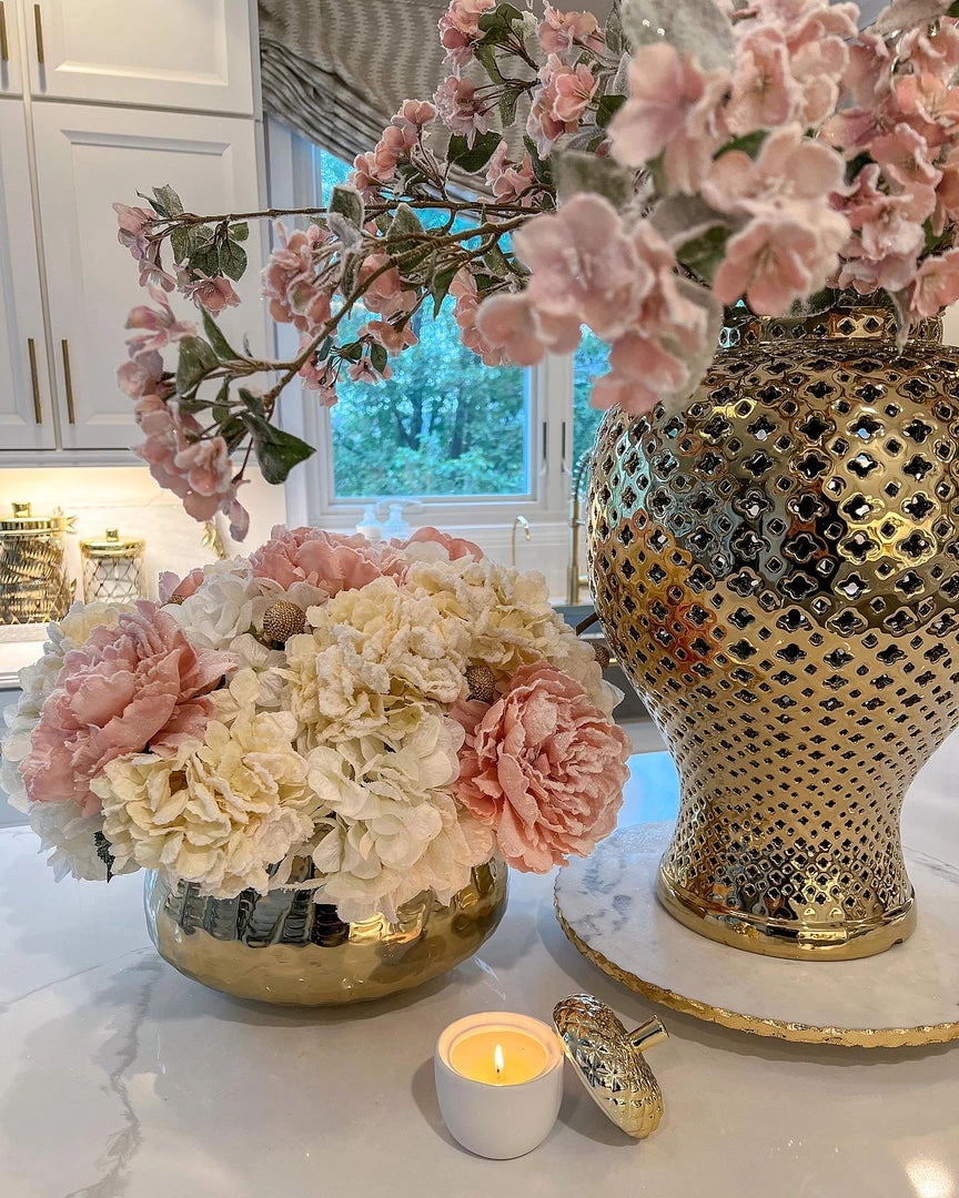 Inspire Me! Home Decor 28" Snow Sprinkled Peony Stem Pink