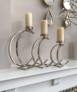 Inspire Me! Home Decor Silver Semi-Circle W/ Marble Top Candle Holder (3 Sizes)