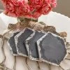 Inspire Me! Home Decor Charcoal Grey Marble Hexagon Coasters W/ Silver Edge