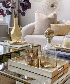 Inspire Me! Home Decor Golden Faux Leather Tray, Set Of 3