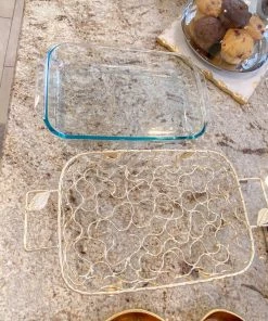 Inspire Me! Home Decor Rectangular Pyrex With Gold Branch Detailed Holder