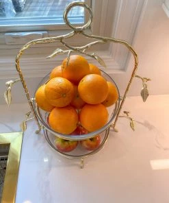 Inspire Me! Home Decor Two-Tiered Gold Leaf Serving Display