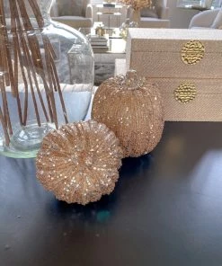 Inspire Me! Home Decor Champagne Glitter Pumpkins (2 Sizes)
