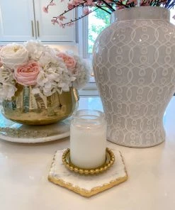 Inspire Me! Home Decor Marble Hexagon Trivet W/ Gold Edge