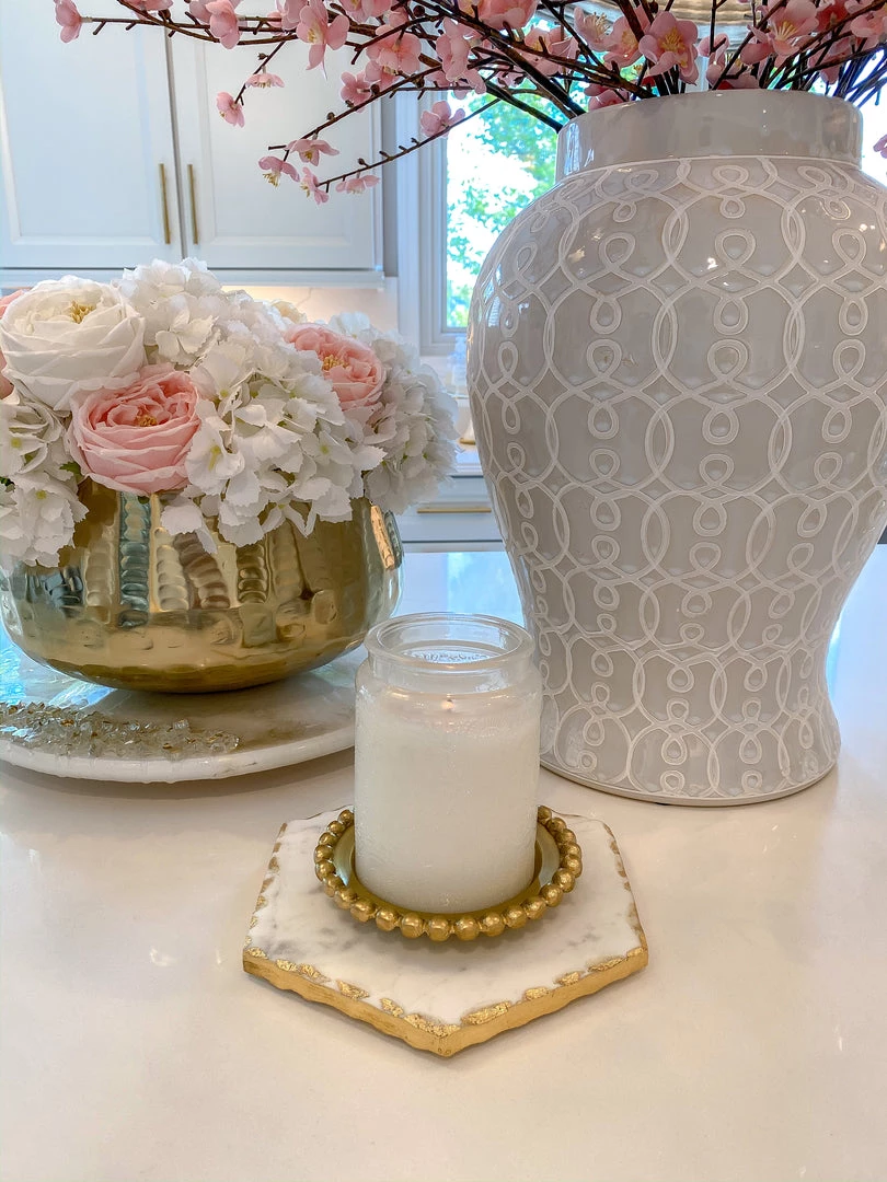 Inspire Me! Home Decor Marble Hexagon Trivet W/ Gold Edge