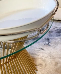 Inspire Me! Home Decor Oval Porcelain Serveware With Metal Base (2 Colors)