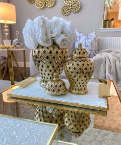 Inspire Me! Home Decor Extra Mini/Miniature Gold Ginger Jar